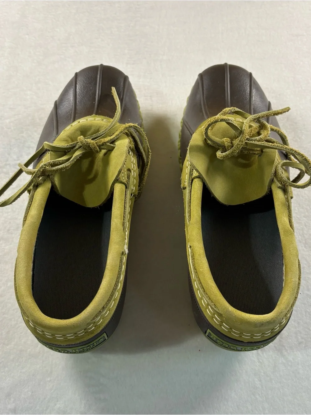 L.L. Bean Olive and Brown Waterproof Lace-Up Duck Shoes